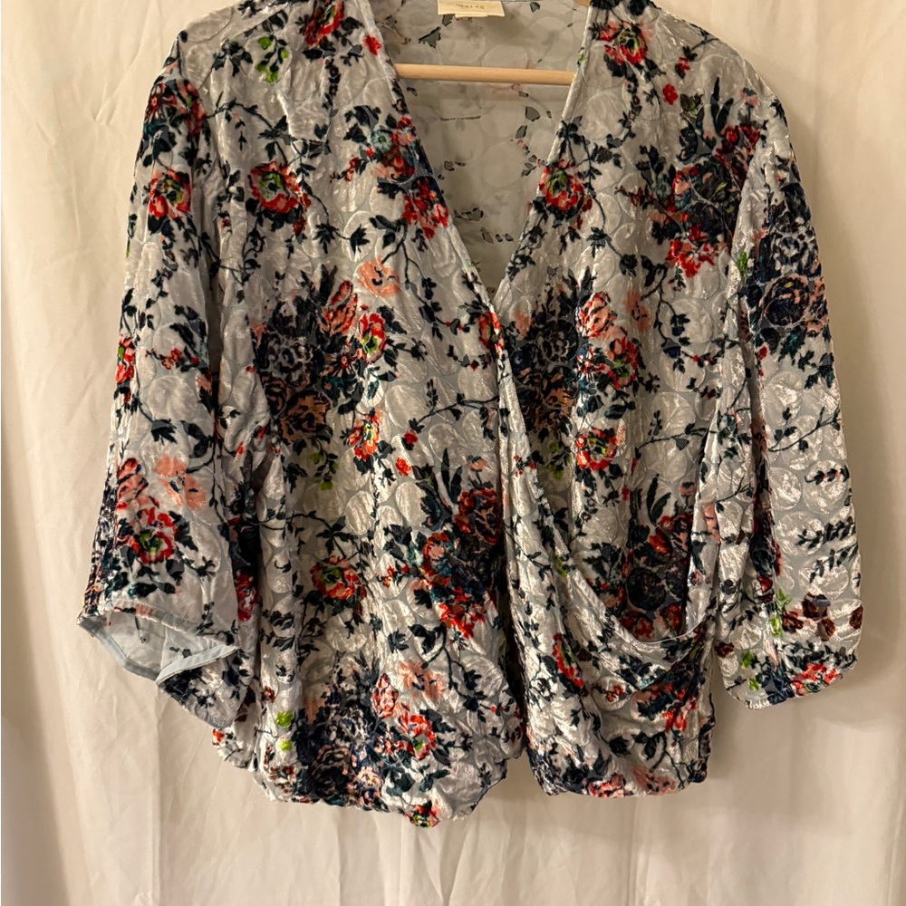 Maeve Umi wrap Multicolor Floral velvet silk blend Blouse - Picture 3 of 14